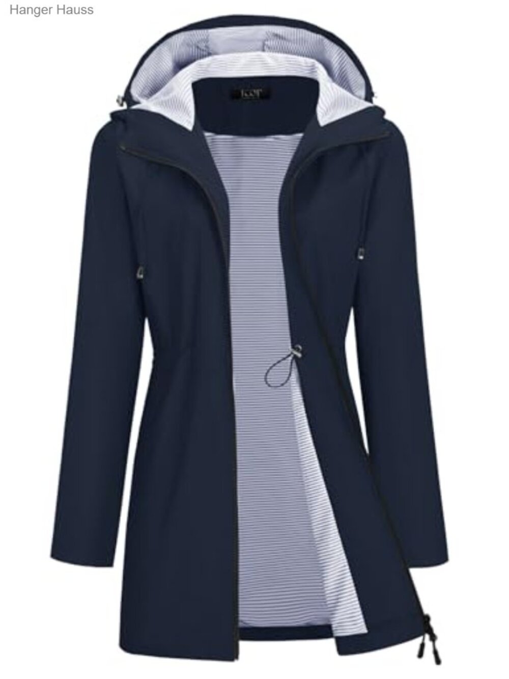 Waterproof Hooded Long Trench Raincoat for Women with Inner Lining